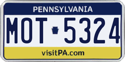PA license plate MOT5324