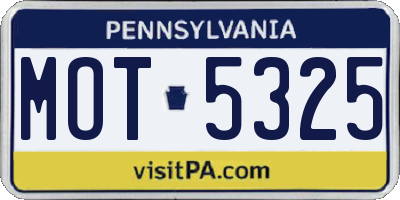 PA license plate MOT5325