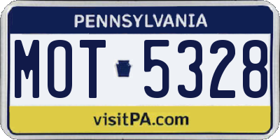 PA license plate MOT5328