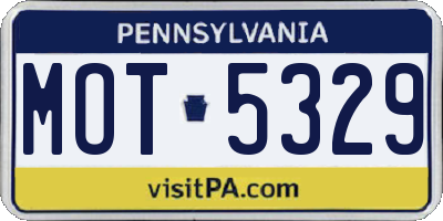 PA license plate MOT5329