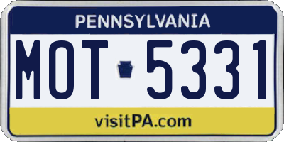 PA license plate MOT5331