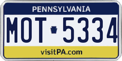 PA license plate MOT5334