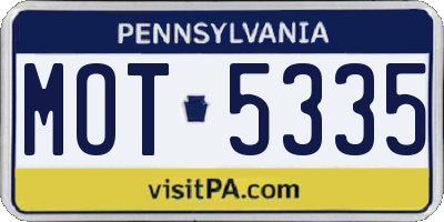PA license plate MOT5335