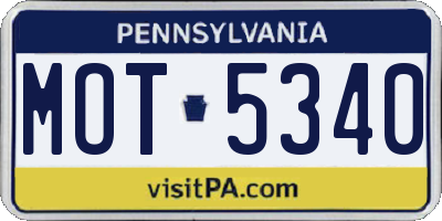 PA license plate MOT5340