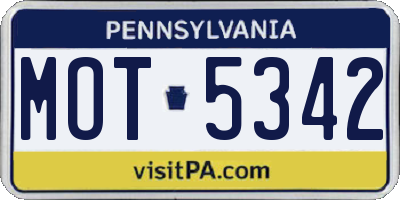 PA license plate MOT5342