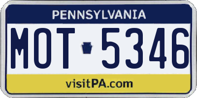 PA license plate MOT5346