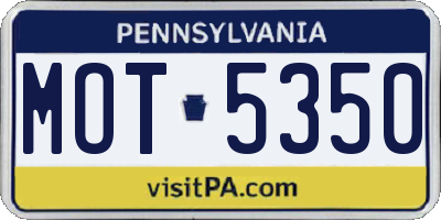 PA license plate MOT5350