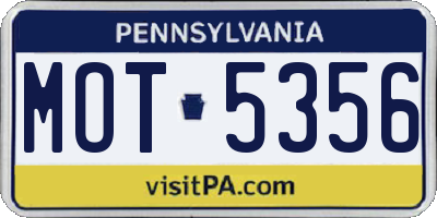 PA license plate MOT5356