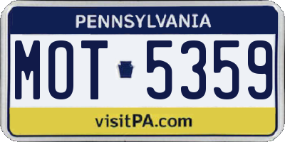 PA license plate MOT5359