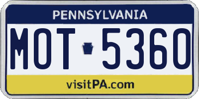 PA license plate MOT5360