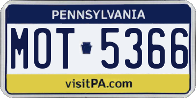PA license plate MOT5366
