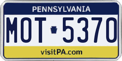 PA license plate MOT5370