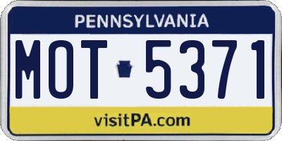 PA license plate MOT5371