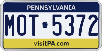 PA license plate MOT5372