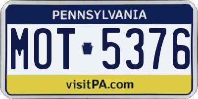 PA license plate MOT5376
