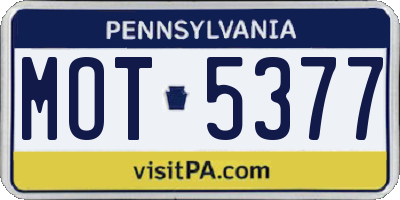 PA license plate MOT5377