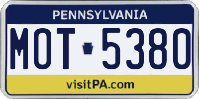 PA license plate MOT5380
