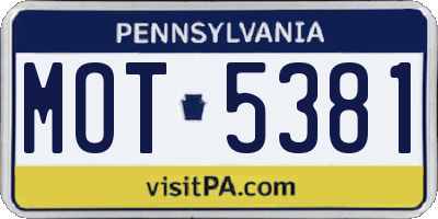 PA license plate MOT5381