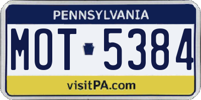 PA license plate MOT5384