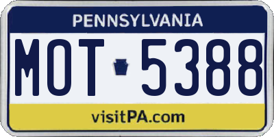 PA license plate MOT5388