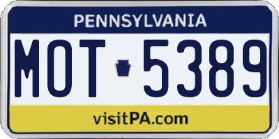 PA license plate MOT5389