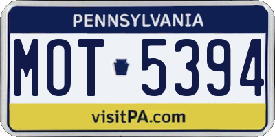 PA license plate MOT5394