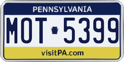PA license plate MOT5399