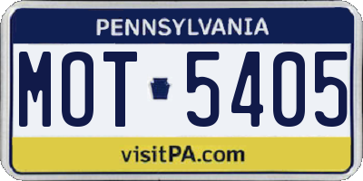 PA license plate MOT5405