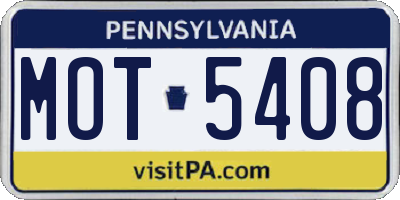 PA license plate MOT5408