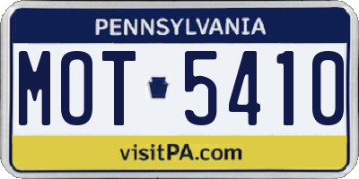 PA license plate MOT5410