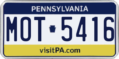 PA license plate MOT5416