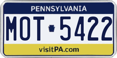 PA license plate MOT5422