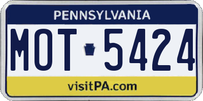 PA license plate MOT5424