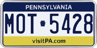 PA license plate MOT5428