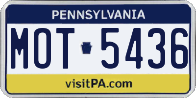 PA license plate MOT5436