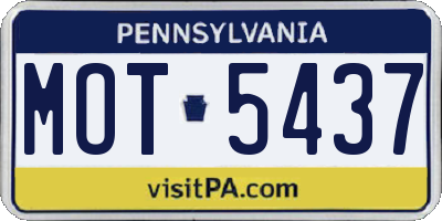 PA license plate MOT5437