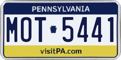 PA license plate MOT5441