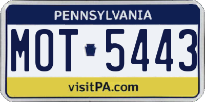 PA license plate MOT5443