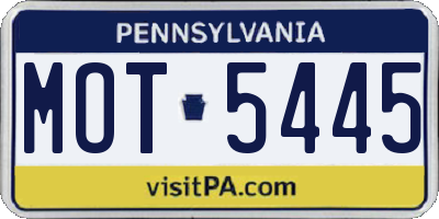 PA license plate MOT5445