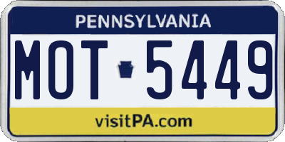 PA license plate MOT5449