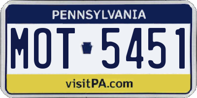 PA license plate MOT5451