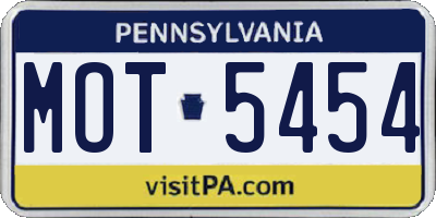 PA license plate MOT5454