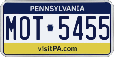 PA license plate MOT5455