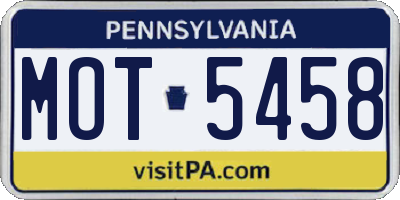 PA license plate MOT5458