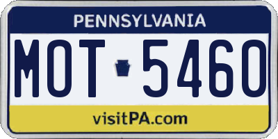PA license plate MOT5460