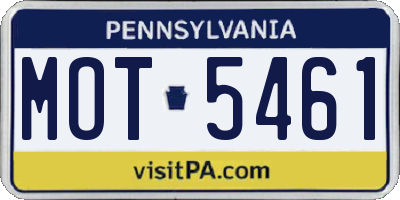 PA license plate MOT5461