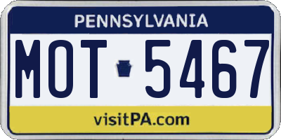 PA license plate MOT5467