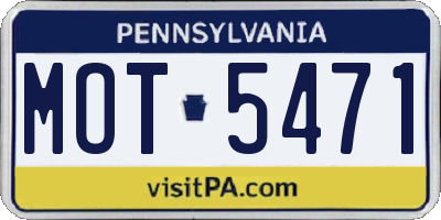 PA license plate MOT5471