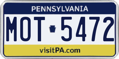 PA license plate MOT5472