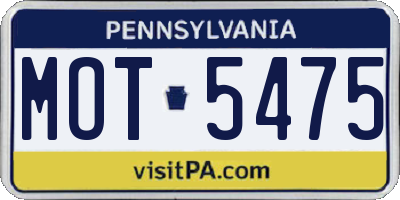 PA license plate MOT5475